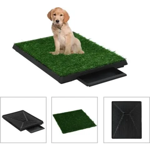 vidaXL Huisdierentoiletten 2 st met bak en kunstgras 63x50x7 cm groen