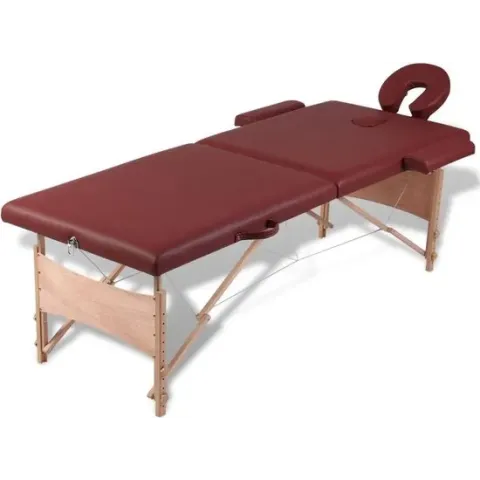 vidaXL Inklapbare massagetafel 2 zones met houten frame (Rood)