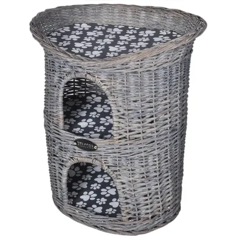 VidaXL Kattenhuis Met Kussen - 2 Verdiepingen - Grijs - 58 x 42 x 62 cm
