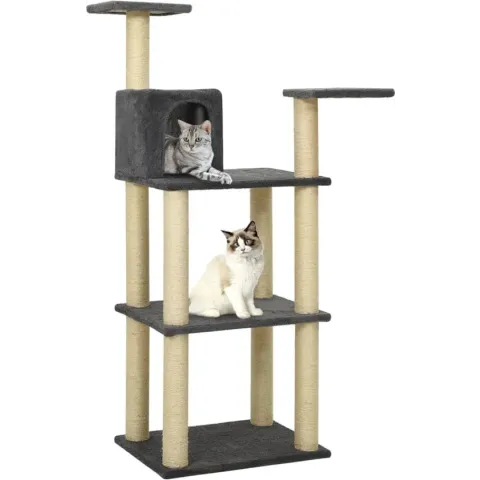 vidaXL Kattenkrabpaal met sisal krabpalen 119 cm donkergrijs