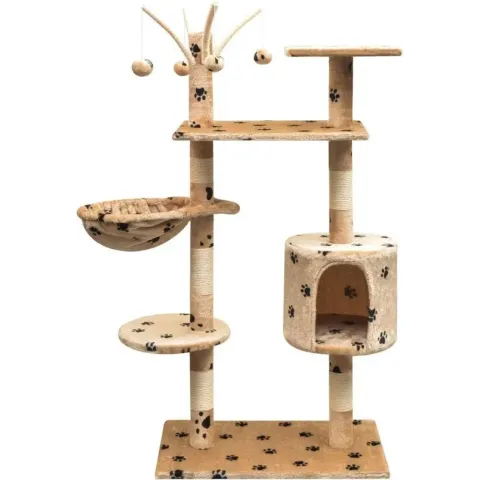 vidaXL Kattenkrabpaal met sisal krabpalen 125 cm pootafdrukken beige