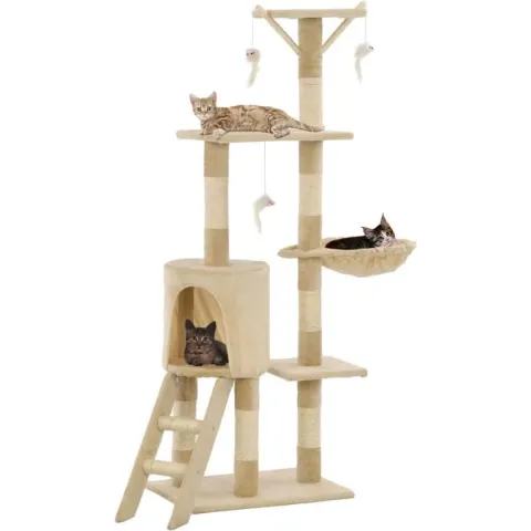 vidaXL Kattenkrabpaal met sisal krabpalen 138 cm beige