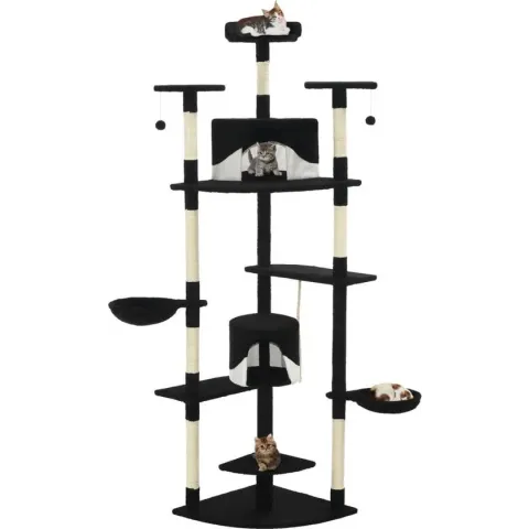 vidaXL Kattenkrabpaal met sisal krabpalen 203 cm zwart en wit