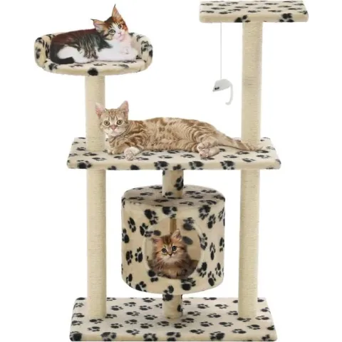 vidaXL Kattenkrabpaal met sisal krabpalen 95 cm pootafdrukken beige