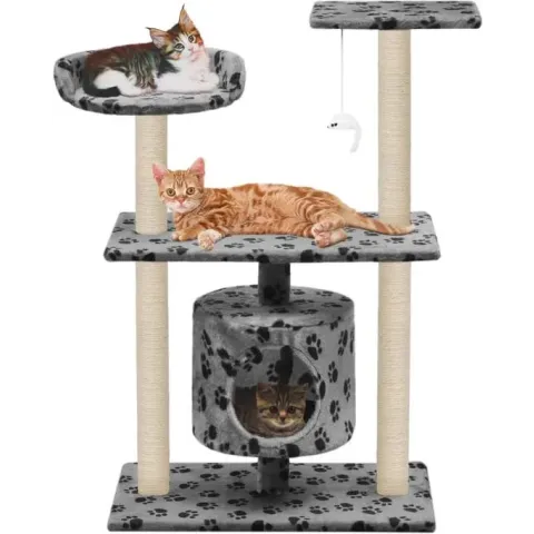 vidaXL Kattenkrabpaal met sisal krabpalen 95 cm pootafdrukken grijs