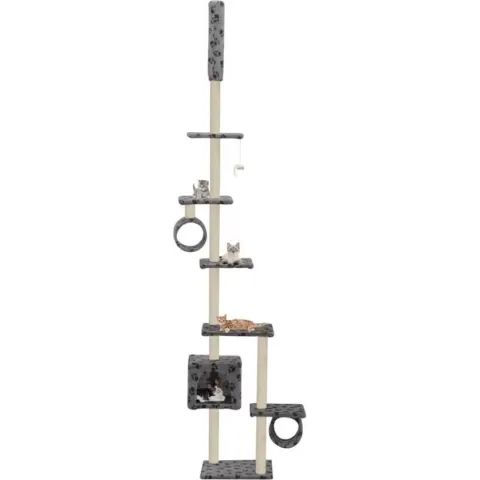 vidaXL Kattenkrabpaal met sisalpalen 260 cm pootafdrukken grijs