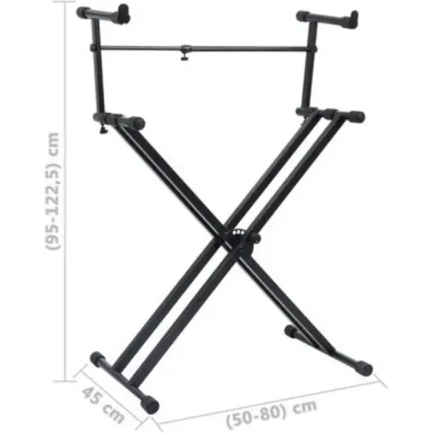 vidaXL Keyboardstandaard - Dubbel Geschoord XFrame - Zwart
