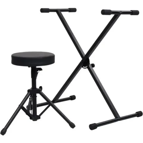 vidaXL Keyboardstandaard en -kruk zwart