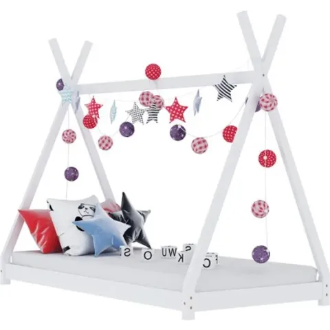 vidaXL Kinderbedframe massief grenenhout wit 90x200 cm