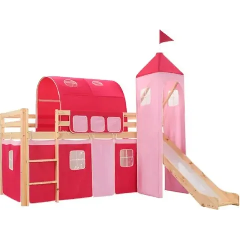 vidaXL Kinderhoogslaper met glijbaan en ladder 208x230 cm grenenhout