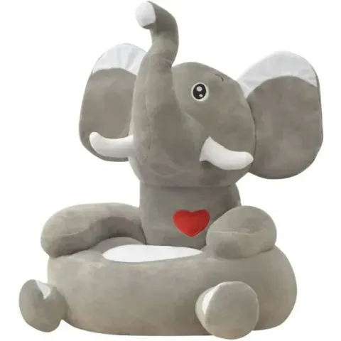vidaXL Kinderstoel olifant pluche grijs