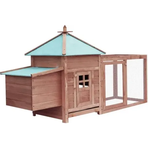 vidaXL Kippenhok met nestkast 193x68x104 massief vurenhout mokka