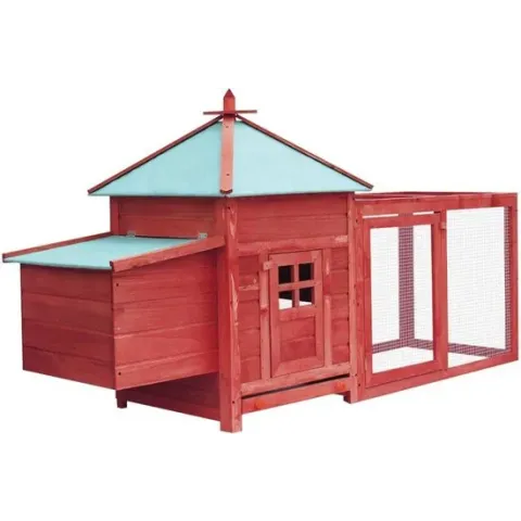 vidaXL Kippenhok met nestkast 193x68x104 massief vurenhout rood