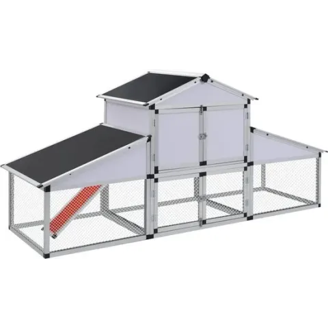 VidaXL Kippenhok Met Ren En Nestkast - 258x74x117 cm - Aluminium