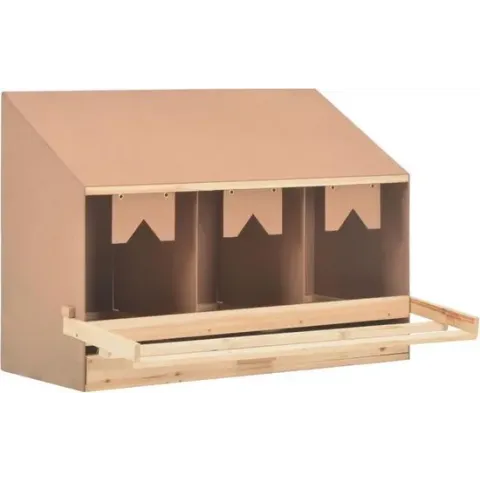 vidaXL Kippenlegkast 3 compartimenten 93x40x65 cm massief grenenhout