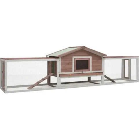 vidaXL Konijnenhok 303x60x86 cm massief grenen- en vurenhout mokka
