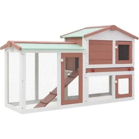 vidaXL Konijnenhok voor buiten groot 145x45x85 cm hout bruin en wit