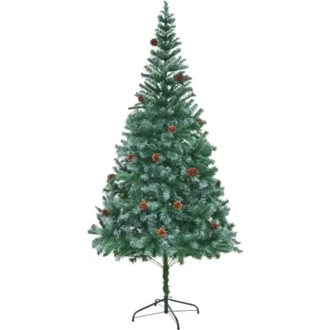 vidaXL Kunstkerstboom met dennenappels 210 cm