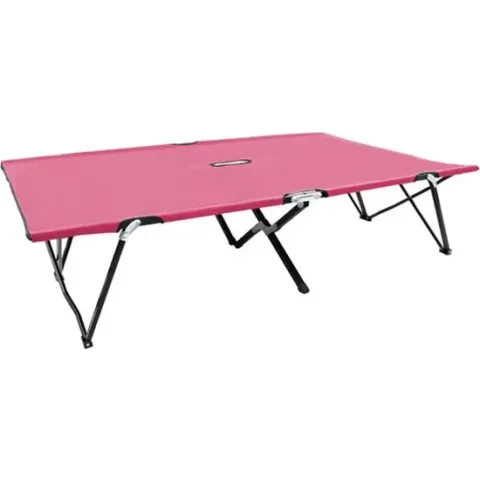 vidaXL Ligbed 2-persoons inklapbaar staal roze