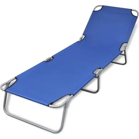 vidaXL Ligbed inklapbaar gepoedercoat staal blauw