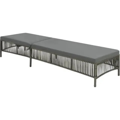 vidaXL Ligbed met kussen poly rattan grijs