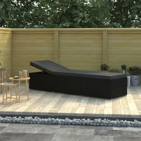 vidaXL Ligbed met kussen poly rattan zwart  VDXL_46221