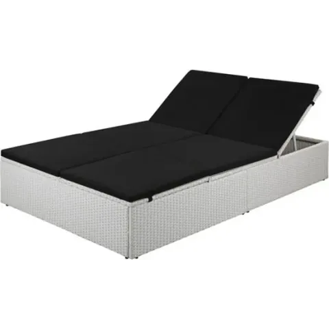 vidaXL Ligbed met kussen poly rattan zwart