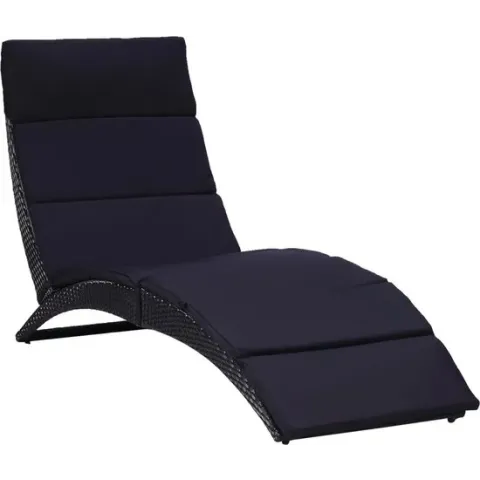 vidaXL Ligbed met kussen poly rattan zwart