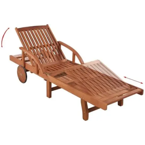 vidaXL Ligbed met tafel massief acaciahout