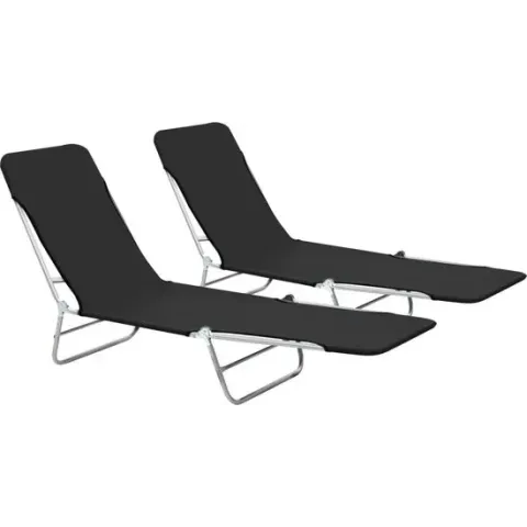 vidaXL Ligbedden inklapbaar 2 st staal en stof zwart