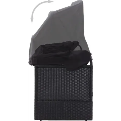 vidaXL Loungebank met luifel poly rattan zwart  VDXL_46092