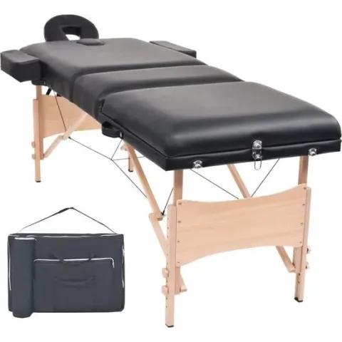 vidaXL Massagetafel inklapbaar 3 zones 10 cm dik zwart