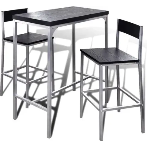 VidaXL Ontbijttafelset - Zwart - Hout - Tafel: 89x45x100 cm Stoelen: 39x40x95,5 cm