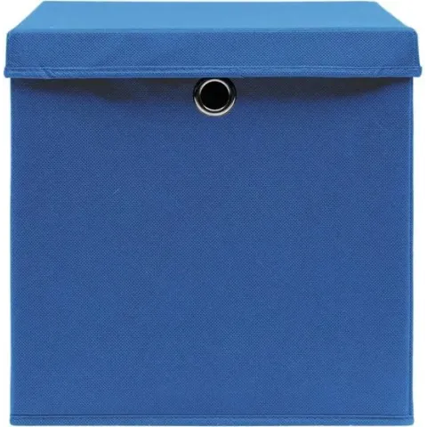 vidaXL Opbergboxen met deksels 10 st 28x28x28 cm blauw  VDXL_325198