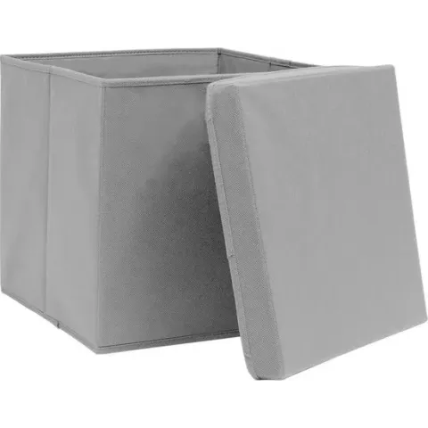 vidaXL Opbergboxen met deksels 4 st 28x28x28 cm grijs  VDXL_325192