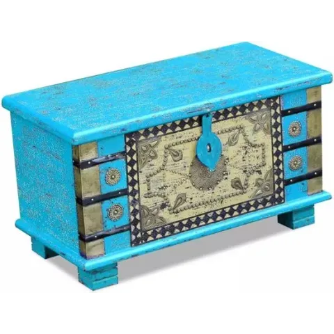 vidaXL Opbergkist blauw mangohout 80x40x45 cm