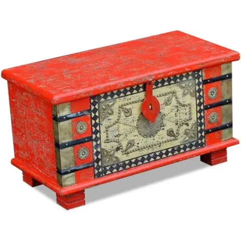 vidaXL Opbergkist rood mango hout 80x40x45 cm