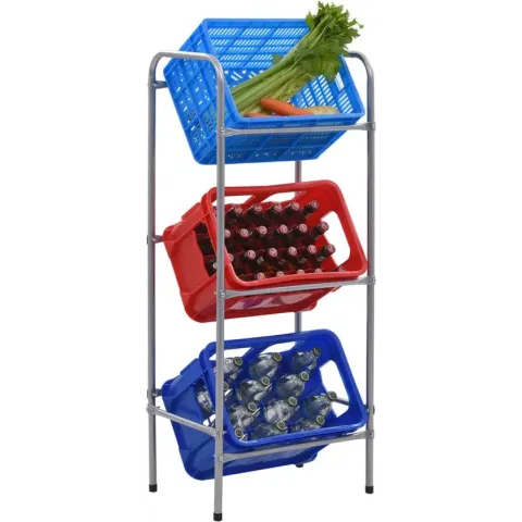 vidaXL Opbergrek voor 3 kratten 50x33x116 staal zilverkleurig