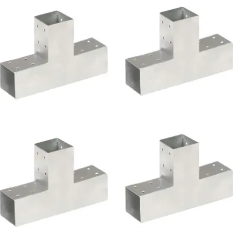 vidaXL Paalverbindingen 4 st T-vorm 71x71 mm gegalvaniseerd metaal