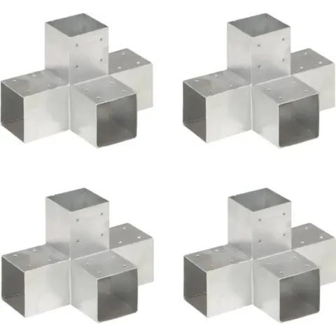 vidaXL Paalverbindingen 4 st X-vorm 91x91 mm gegalvaniseerd metaal