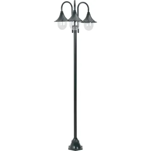 vidaXL Paalverlichting tuin E27 220 cm aluminium donkergroen 3-delig