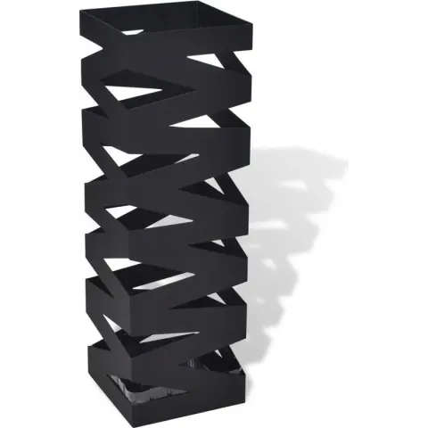 vidaXL Paraplu- en wandelstokhouder zwart vierkant staal 48,5 cm