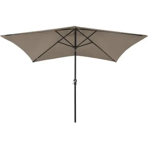vidaXL Parasol met LED's en stalen paal 2x3 m taupe