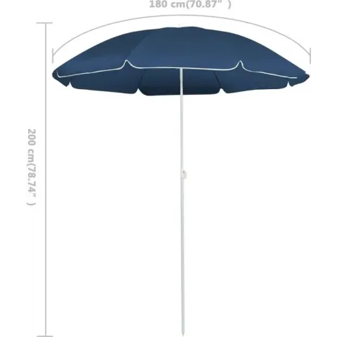 vidaXL Parasol met stalen paal 180 cm blauw