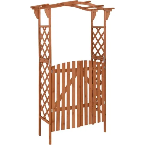 vidaXL Pergola met poort 116x40x204 cm massief vurenhout grijs