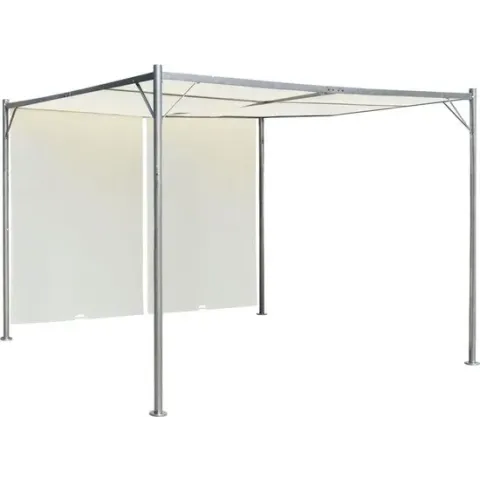 vidaXL Pergola met verstelbaar dak 3x3 m staal crèmewit  VDXL_49323