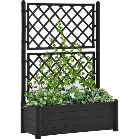 vidaXL Plantenbak met latwerk 100x43x142 cm PP antraciet