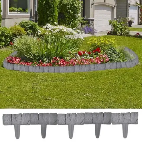 vidaXL Plastic Tuinafscheiding Steen-look 10 meter (41 stuks)