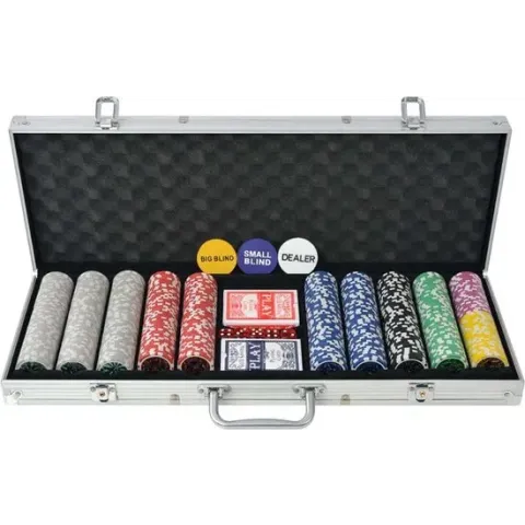 vidaXL Pokerset met 500 chips aluminium