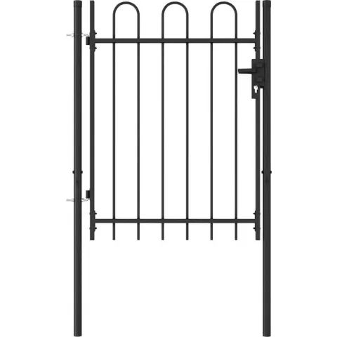 vidaXL Poort met gebogen bovenkant enkel 1x1.2 m staal zwart